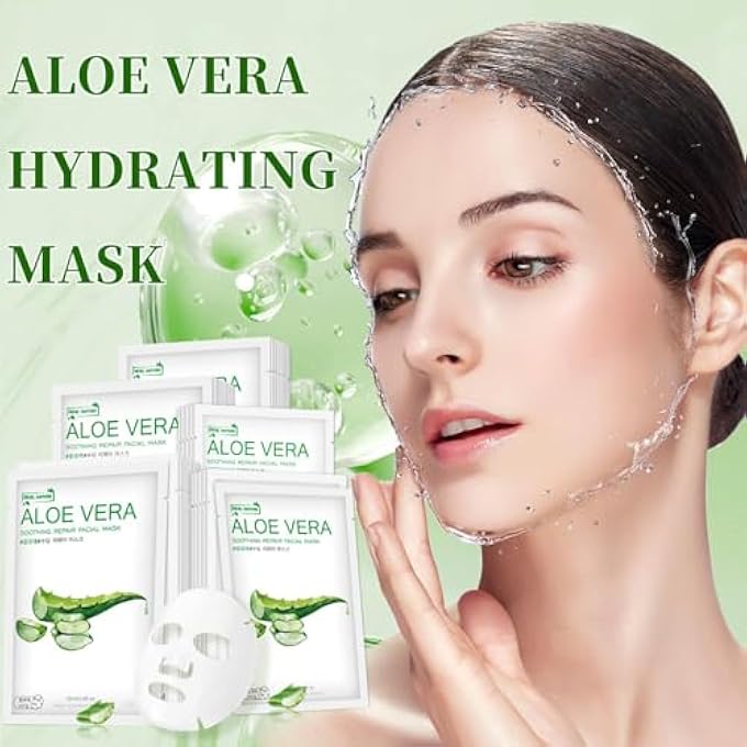 IREV ALOE VERA FACE MASK,HYDRATING FACE MASKS SKINCARE FOR DRY, OILY,SENSITIVE SKIN,ALOE FACIAL SKINCARE SHEET FOR MOISTURIZING, SOOTHING, CALMING, SUN CARE,ACNE, FACIAL MASKS FOR WOMEN SKIN CARE 10-PACK - Image 2